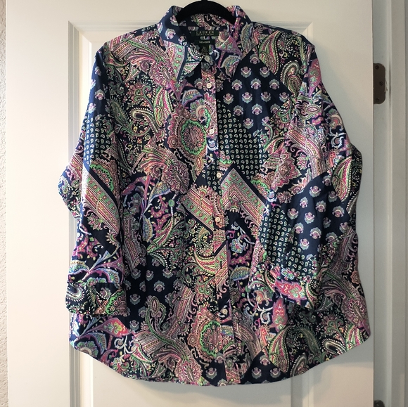 Ralph Lauren Tops - Lauren Ralph Lauren 2X Women's Shirt Non-Iron Paisley Long Sleeve Top Tunic